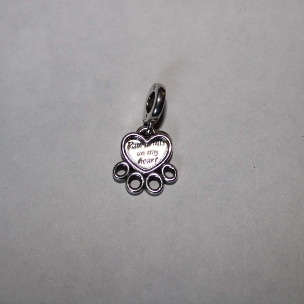 Pandora Hearts & Paw Print Dangle Charm Sterling Silver